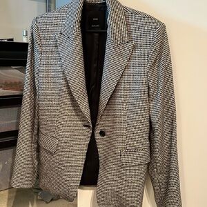 Mango plaid blazer (black/cream) size L.